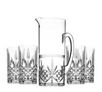 Godinger Pitcher and Highball Drinking Glasses Set, Acrylic Shatterproof Water Jug Pitcher with Tall Drinking Cups - Dublin Collection