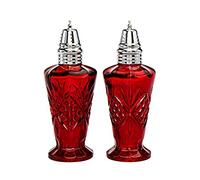 Godinger Salt and Pepper Shaker Silver and Red Crystal Dublin - Set of 2