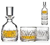 Godinger Stackable Whiskey Decanter and Whisky Glasses Dublin 3 pc set, for Liquor Scotch Bourbon or Wine