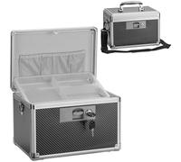 GODLONSEN Medicine Storage Box, 11.2''x 7.6''x 7.6'', Lockable Medicine Box, Portable Medication Box with Key Lock & Removable Tray, Lock Box for Medication, Snacks and Electronics, Black, Medium