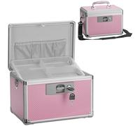 GODLONSEN Medicine Storage Box, 13.4''x 7.6''x 8.2'', Lockable Medicine Box, Portable Medication Box with Key Lock & Removable Tray, Lock Box for Medication, Snacks and Electronics, Pink, Large