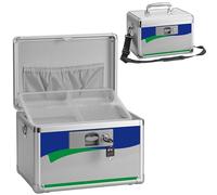 GODLONSEN Medicine Storage Box, 13.4''x 7.6''x 8.2'', Lockable Medicine Box, Portable Medication Box with Key Lock & Removable Tray, Lock Box for Medication, Snacks and Electronics, Blue, Large