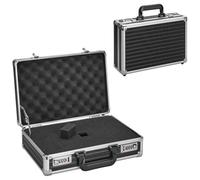 GODLONSEN Storage Lock Box - 14.2 x 9.4 x 4.5 Inch, Portable Briefcase, Aluminum Flight Case with Padded Foam, Lockable Protective Storage Box for Personal Items, Valuables, Tools - Black