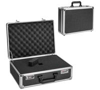 GODLONSEN Storage Lock Box - 18.9 x 14.6 x 6.3 Inch, Portable Briefcase, Aluminum Flight Case with Padded Foam, Lockable Protective Storage Box for Personal Items, Valuables, Tools - Black