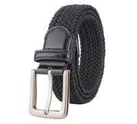 GodlSoon Elastic Belts for Men,Golf Belts for Men,Knitted Canvas Elastic Waist Belt with Pin Buckle Nylon Waist Belt(Color:Black,Size:125cm)