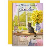 Godmother 75th Birthday Card - Spring Day - Medium Sized Card (A5 Size -148mm x 210mm) with Envelope