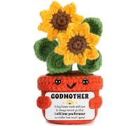Godmother Gift from Godchild, God Mother Gifts for Women, Best Godmother Ever Christmas Happy Birthday Mothers Day Ideas, Unique Funny Handmade Crochet Sunflower