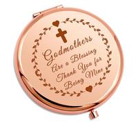 Godmother Gifts Baptism Gifts for Aunts Godmother Compact Mirror Mothers Day Birthday Presents for Fairy Godmom Christening Religious Presents First Communion Folding Makeup Mirror for Godmom
