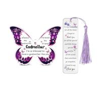 Godmother Gifts for Women Acrylic Plaque Bookmark Set Birthday Gifts for God Mum Personalised Butterfly Keepsake Bookmarker Mothers Day Christmas Thank You Gifts for Her from Godson Goddaughter