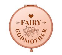 Godmother Gifts from Godchild Small Compact Travel Mirror Thank You Gift for Godmother Folding Makeup Mirror Baptism Gift Christian Bible Verse Gift Fairy Godmother Gift Godmother Proposal Gifts
