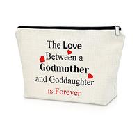 Godmother Goddaughter Gift Makeup Pouch Godmother Gifts from Goddaughter Goddaughter Gift for Birthday Mothers Day Cosmetic Bag Christian Baptism Gift First Communion Confirmation Gifts Makeup Bag