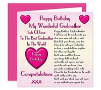 Godmother Happy Birthday Card - Lots of Love to The Best Godmother in The World - Verse from A Child