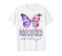 Godmother of The Birthday Girl Butterfly Floral Matching T-Shirt