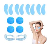 Godneei 14 Pcs Under Eye Mask Set, Gel Patches, Cooling Eye Mask, Reusable Eye Patches, Silicone Eyepads, Travel Skincare Set for Eye Relaxation and Fatigue Relief, Blue
