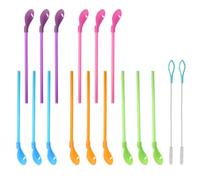Godneei 15-Pack 2-in-1 Straw Spoons Set, Coffee Straws, Slush Straws with Scoop, for Milkshakes, Smoothies, and Iced Coffees, Reusable Plastic Straw with Built-in Spoon