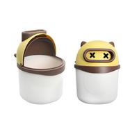 Godneei 2-Pack Mini Desk Bin with Lid, Compact Waste Bin for Office and Home, Tea Bag Holder, Small Trash Bin for Desk