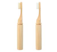 Godneei Bamboo Travel Toothbrush Holder, Portable Toothbrush Case, Compact and Hygienic Bamboo Travel Toothbrush Storage Case, Ideal for Daily Use and Trips