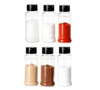 Godneei Plastic Spice Pots 6-Piece Set Of 150 Ml, Transparent Barbecue Seasoning Jars, With Black Filter Lids, Suitable For Kitchen, Drawers, Spice Racks And Camping (Transparent Color)