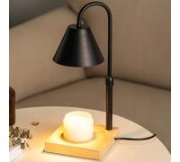 GODONLIF Black Dimmable Candle Warmer Lamp, Adjustable Height, Timer, Wooden Base, for Scented Wax with 2 Bulbs