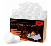 Godora Solid Fuel Tablets, 36 Pack, 15g Each, for Camping Stoves | Individually packed tablets and a reusable outer box keep weekend camping supplies organized and easy to carry.