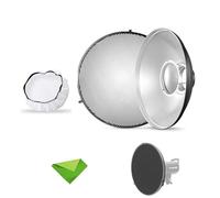 Godox 16.5inch/42cm Silver Beauty Dish Bowens Mount Reflector w/Honeycomb and White Diffuser, Light Modifier for Bowens Mount Studio Strobe Flash Monolight for Godox SK400II, AD600Pro, AD600BM, MS300