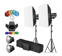 Godox 2 Pack DP600III 1200Ws Studio Flash Strobe Monolight Kit for Studio Shooting,Video Location and Portrait Photography with Softbox,Light Stand,Barn Door kit,Soft Cloth,Bag