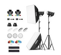 Godox 2 Pack DP600III-V DP600IIIV 1200Ws Photo Speedlite Studio Flash Strobe Monolight Bowens Mount Kit for Studio Shooting with Softbox,Light Stand,Barn Door Kit,Reflector