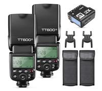 Godox 2X TT600 HSS 2.4G Wireless Master/Slaver Flash Speedlite & Receiver Godox X2T-S Remote Trigger Transmitter Kit Built-in Godox X System Compatible for Sony Cameras