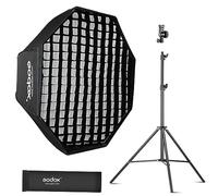 Godox 31.5"/80cm Octagon Umbrella Softbox Kit for Flash Speedlite | with Grid/Hot Shoe Holder Bracket/2m Light Stand Octobox for Flash Speed Light