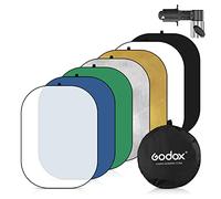 Godox 39x59”/100x150cm Light Reflector Diffuser, 7-in-1 Portable Collapsible Oval Background Reflector with Holder Clip & Bag for Studio Shooting-Translucent,White,Blue,Green,Gold,Silver,Black