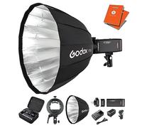 Godox AD200 Pro 200Ws Portable Flash | 200Ws Studio Flash TTL HSS Compact Strobe Light | Battery Powered Bowens Fit 0.01-1.8s Recycling Time | Godox PL90L Deep Parabolic Silver Bowens S-Fit Softbox