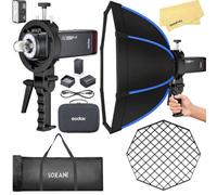 GODOX AD200 Pro II Flash+Bowen Mount Softbox 24"/60cm+S-Type Flash Bracket | for Canon Sony Nikon Fujifilm Olympus Panasonic Etc Cameras,2.4G TTL 1/8000 HSS,500 Full Power Flashes,0.01-1.8s Recycle Time