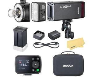 GODOX AD200 Pro II Godox AD200Pro II Godox AD200ProII 2.4G TTL Pocket Flash Strobe,500 Full Power Flashes,0.01-1.8s Recycling,2900mAh Battery for Canon Sony Nikon Fujifilm Olympus Panasonic Etc Camera