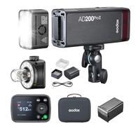 Godox AD200 Pro II TTL HSS Pocket Flash Strobe Kit, 2.4G 200Ws 500 Full Power Flashes, 0.01~1.8s Recycle Time, 2980mAh Battery, Upgrade Bare Bulb & Speedlite Fresnel Flash Head