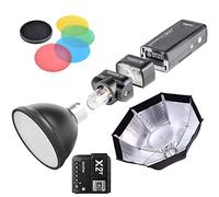 GODOX AD200Pro 200Ws Portable Photo Studio Flash, Battery Power TTL X2T Nikon 2.4 Kit/w AD-S11 Colour Gells, AD-S2 Reflector & AD-S7 Beauty Dish/Softbox + 12 Month Extended Warranty Card (3 Yrs)