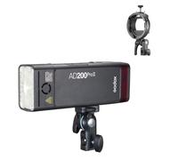 Godox AD200PROII Battery Flash with S3 Bowens S-Type Smart Bracket - 200W, 5800+200K, 32 Channels, 16 Groups, 500 Full Power Flashes Per Charge, Wireless Mode, 100m Transition Range, 907g