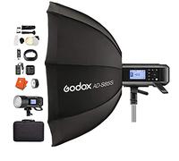 GODOX AD400 Pro Portable Studio Flash Light for Photography with AD-S85S Silver 85cm Softbox TTL Flash 400Ws HSS 1/8000s 2.4G Wireless Strobe with Carry Case + 12 Month Extended Warranty Card (3 Yrs)