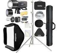 Godox AD600 Pro II Outdoor Flash Strobe with Godox Softbox 80cmX80cm /32"X32+2.8M Heavy Duty Light Stand and Carry Bag for Canon Sony Nikon Fujifilm Olympus Panasonic,0.01~0.9s Recycle Time