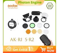 Godox AK-R1 S-R2 Barn Door, Snoot, Color Filter, Reflector, Honeycomb, Diffuser Ball Kits for Godox AD200 H200R V1 Flash Head AK-R18