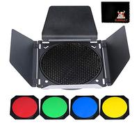 Godox BD-04 Barn Door Solidly Barndoor Kit for 7” Standard Reflector with Honeycomb Grid and 4 Color Gel Filters (SUBD04)