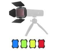 Godox BD-07 II Barn Door Kit Include Honeycomb Grid and 4 Color Gels Filters, Compatible with Godox AD200 Pro II