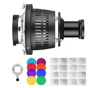 GODOX Bowens Mount Optical Snoot Conical Focalize Condenser Art Special Effects Shaped Beam Light Cylinder with 16pcs Graphics Cards 8pcs Color Filters Photography Light Accessories