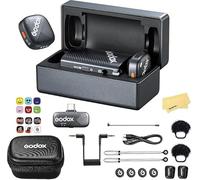 GODOX Cube-C Combo Kit2 2.4GHz Wireless Microphone System,40h Battery Life,Mini Size,48kHz/24bit Hi-Res Audio,300M Stable Transmission,Compatible with Cameras,Mobile Phones,Tablets,Computers