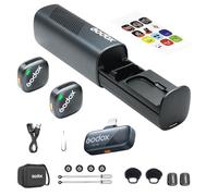 GODOX Cube-SL Kit2 2.4GHz Wireless Microphone System for iPhone 14/13/12 Lightning Port,Up to 30H Runtime,300m Stable Transmission,Portability for Interview,Livestream,Outdoor Shooting,Vlog