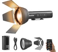 GODOX FL15Bi LED Video Light Bi-color 2800K-6500K,Portable Flashlight,IP54 Weather Resistant CRI 97 TLCI 98 with Zoom Lens & Barndoor Buit-in APP Control