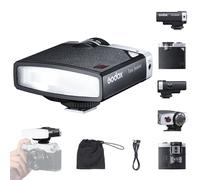 Godox Flash, Lux Junior Retro Camera Flash, 6000K±200K Cold White Light, Automatic and Manual Modes Mini External Camera Flash, Black