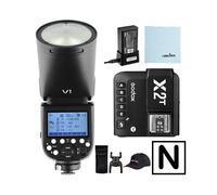Godox Flash Strobe V1-Nikon Camera Speedlite Round Head with X2T Wireless Transmitter