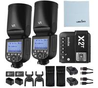 Godox Flash Strobe V1-Nikon Camera Speedlite Round Head with X2T Wireless Transmitter
