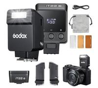 Godox iT22 S Mini Flash for Sony Camera Built-in 7.4V 300mAh Battery Manual/TTL Modes 700+ Flashes 1.5s Recycle Hot Shoe Flash with Diffuser/Color Filters Accessories for Sony zev10 ect
