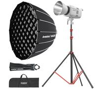 GODOX LE200Bi 220W Bi-Color COB LED Video Light Kit with 35.4''/90cm Quick Release Softbox, 280cm / 9.18 FT Stand, 2800K-6500K, CRI 98+, Bluetooth/DMX Control for Studio, YouTube Filmmaking white-1PCS